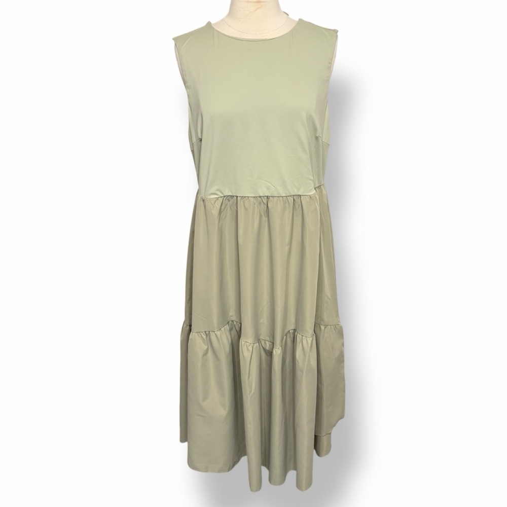 SHEIN 2XL Sage Green Open Back Midi Tiered Dress